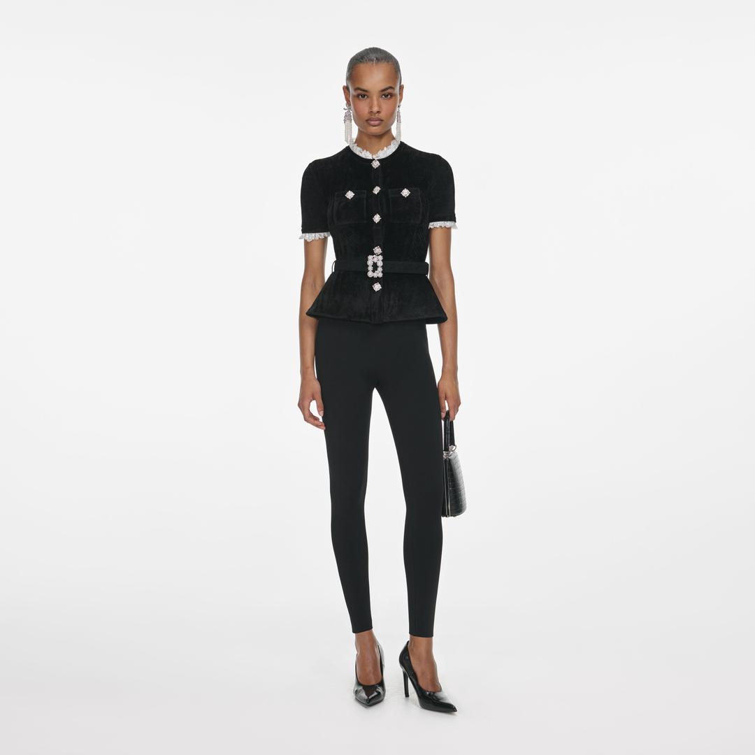 Black Chenille Knit Top - XS