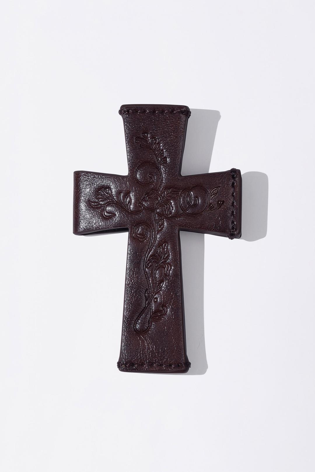 Cross Strap Layered Wallet Red Brown