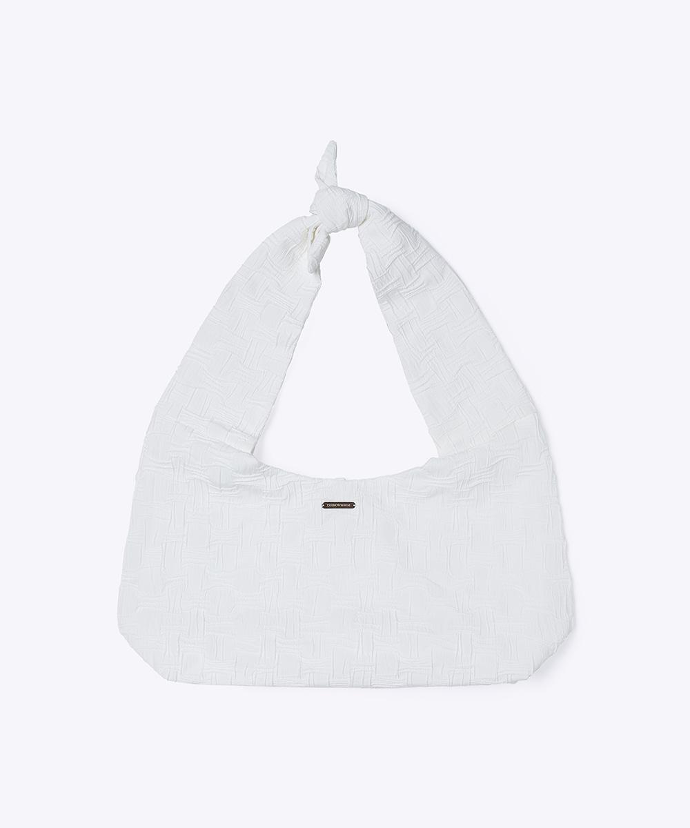 Crinkle Knot Shoulder Bag White