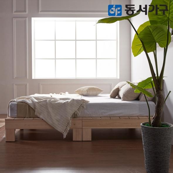 동서가구 에리 히노끼 편백나무 100% 프레임 평상형 원목 침대 싱글 S+본넬 매트리스 DF640331
