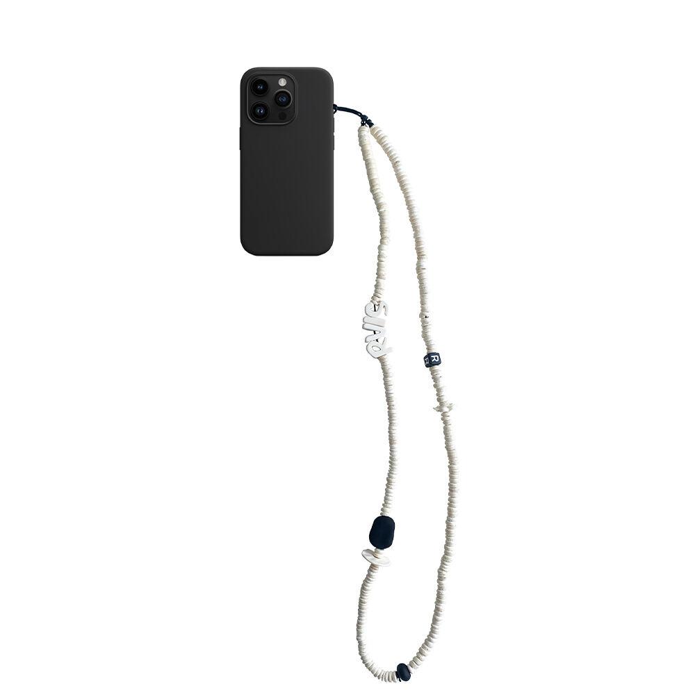 nature beads crossbody phone strap cream