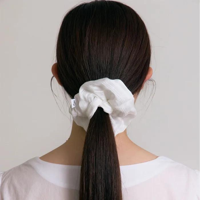 [21차] Check Sheer Scrunchie (White)