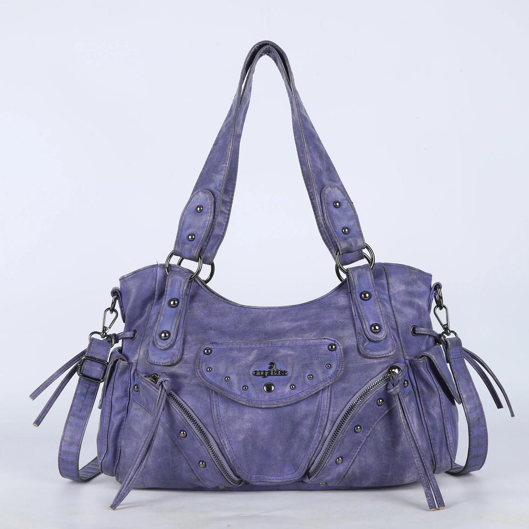 Faded Violet Vegan Leather Tote / Crossbody Bag - PURPLE