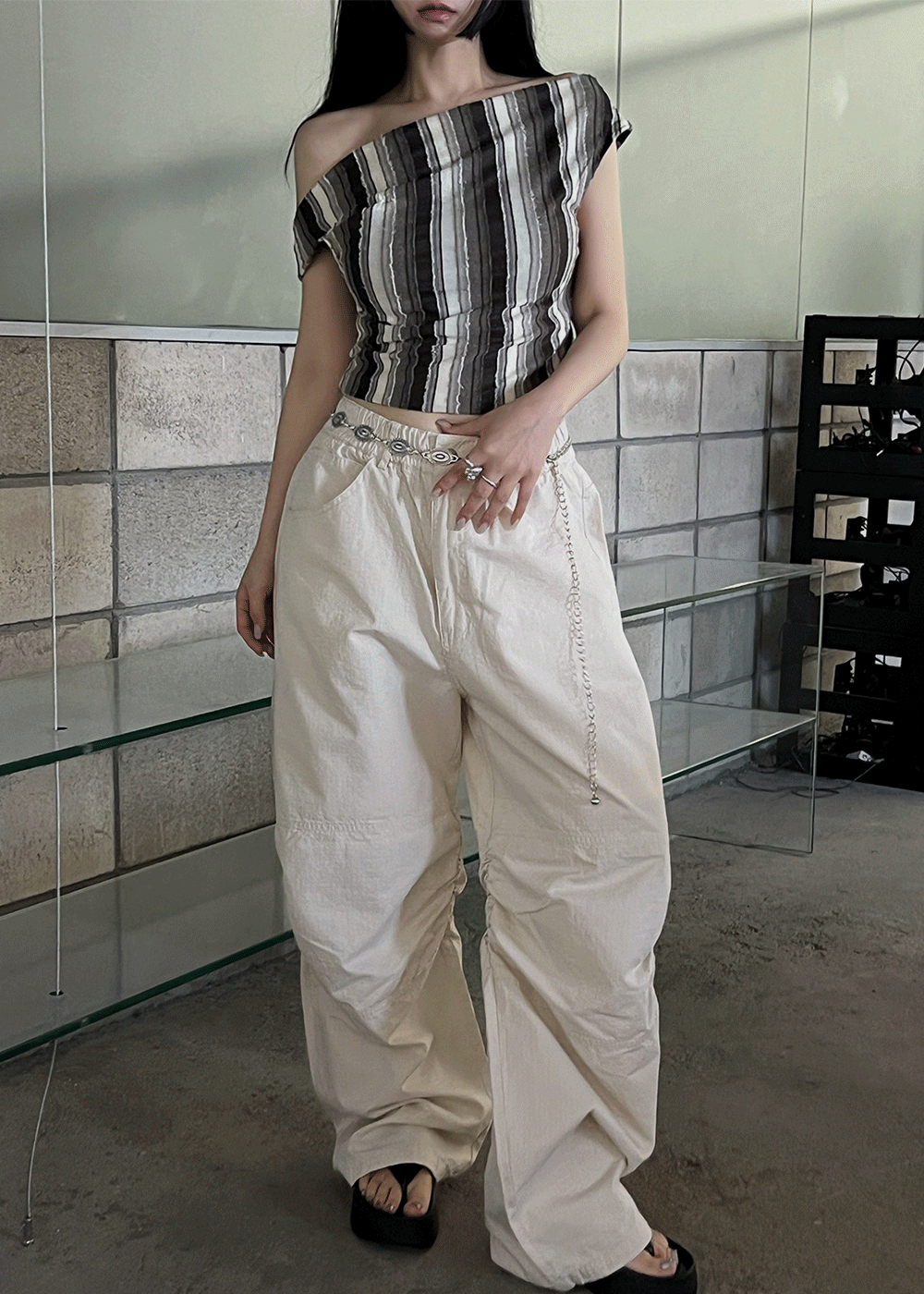 사이드 셔링 밴딩 팬츠 3color