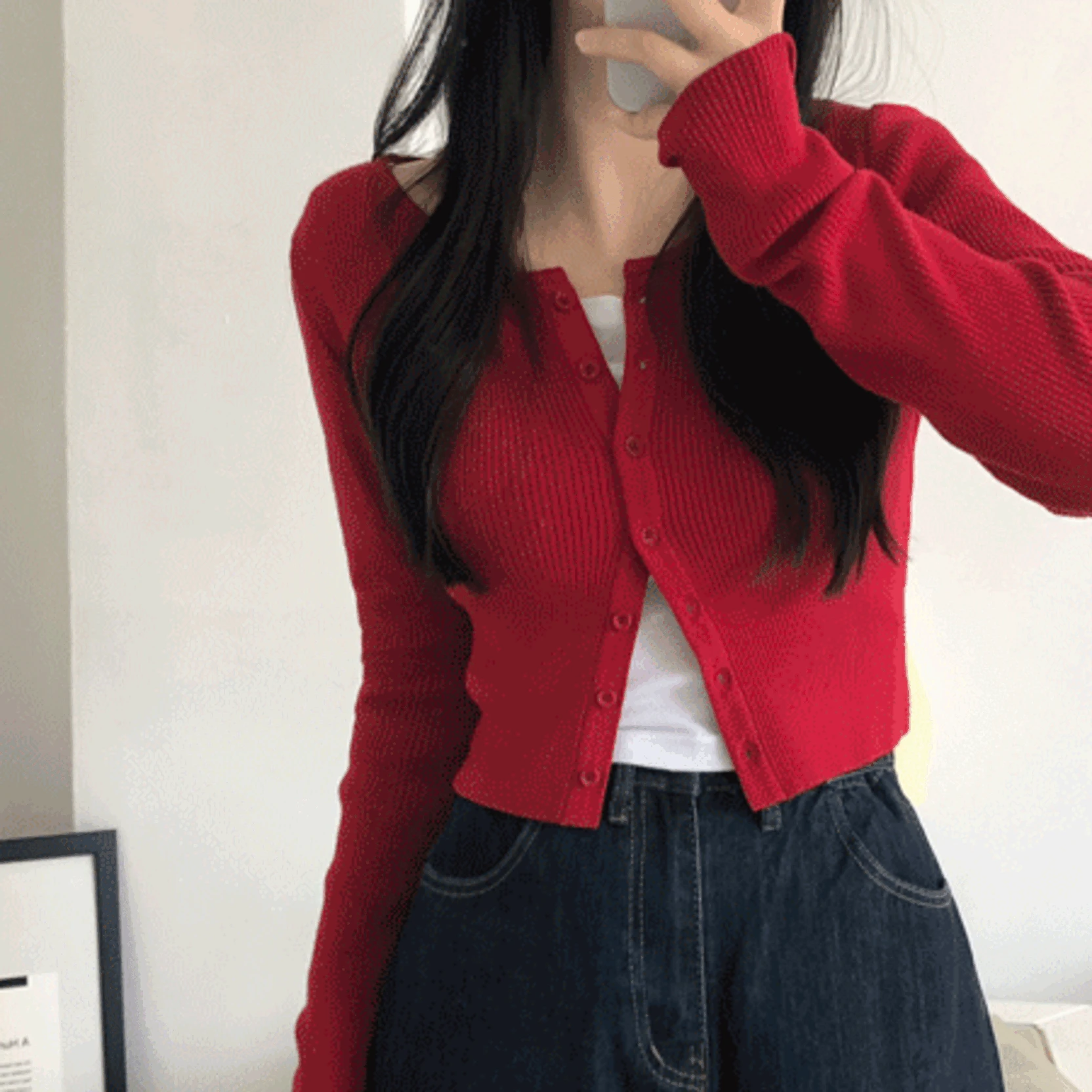 [날씬해보여요!9컬러!]골지 유넥 크롭 슬림 니트 가디건