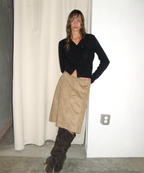 Rivet Pocket Midi Skirt, BEIGE