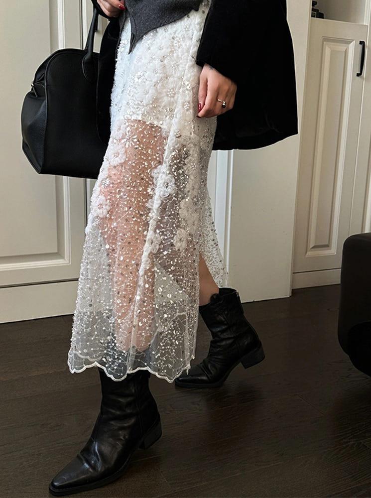 모렌 시스루 스커트(화이트)