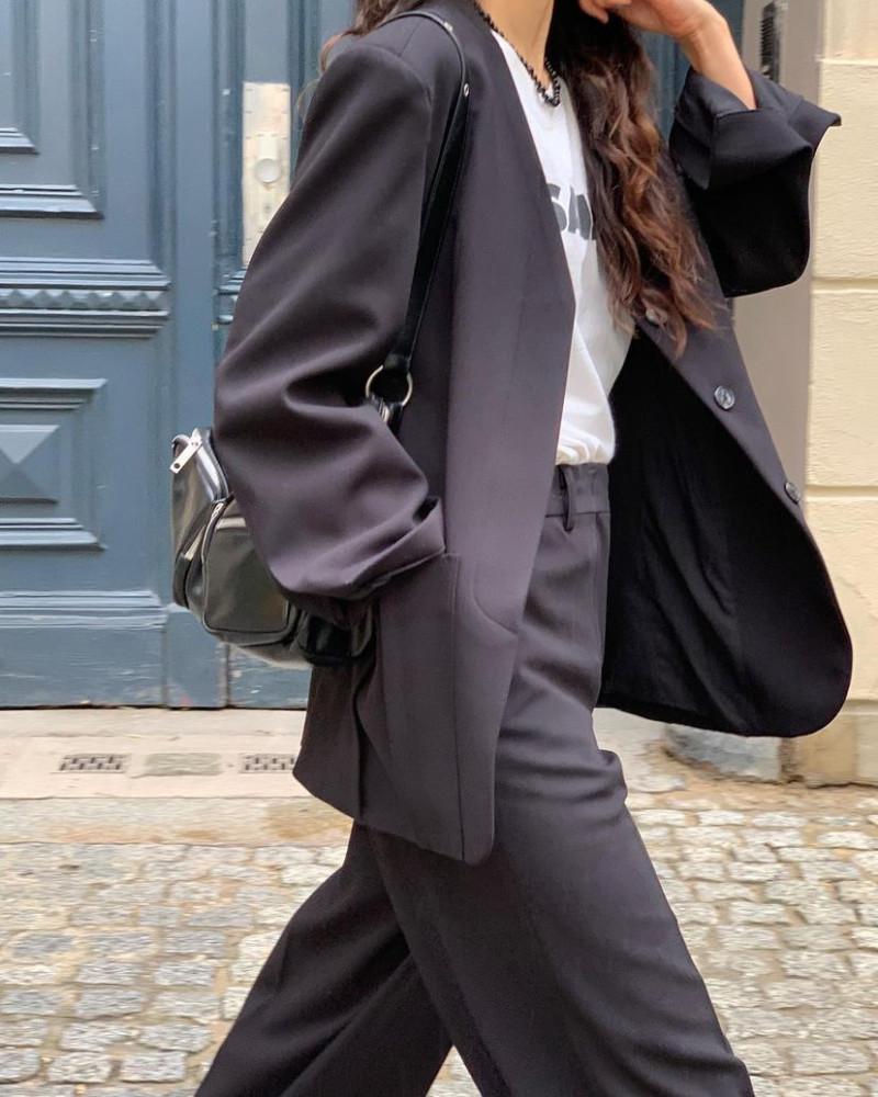 [블랙당일/sale] vasil 바질 레이드 자켓 탄탄핏 노카라 재킷 (2colors)