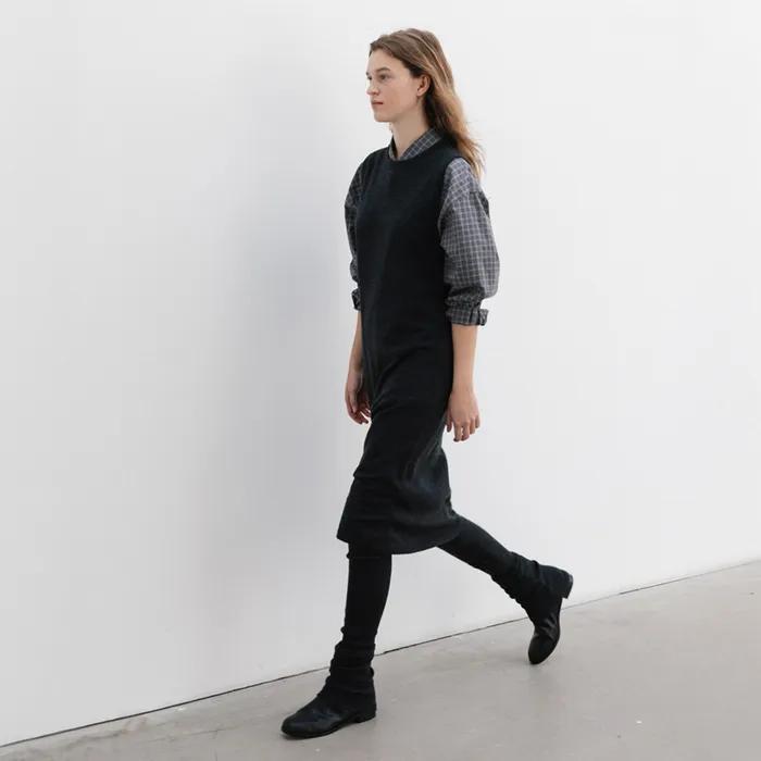 layered knit dress (charcoal)