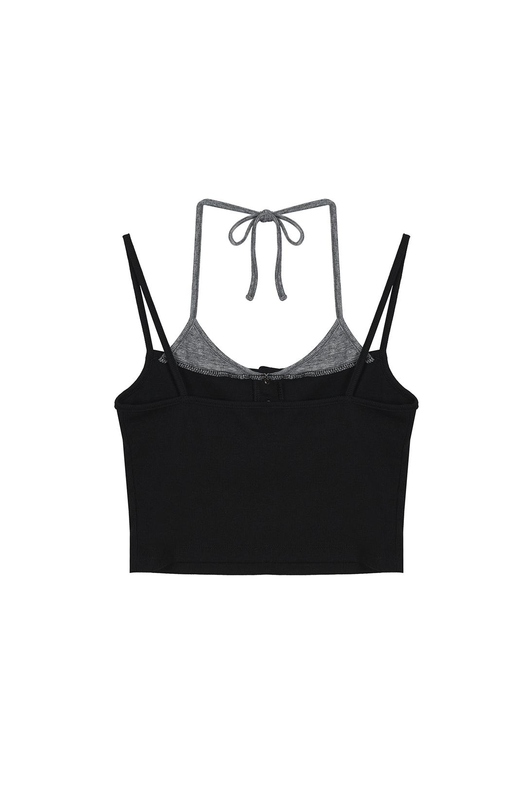 LOGO HALTER RIVET SLEEVELESS BLACK