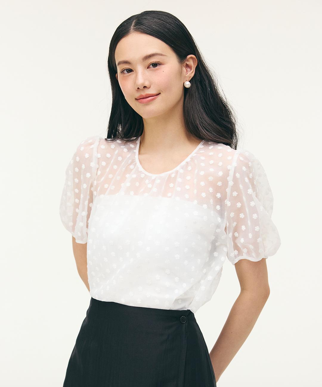 유어네임히얼 안개꽃 시스루 블라우스 Y5T038