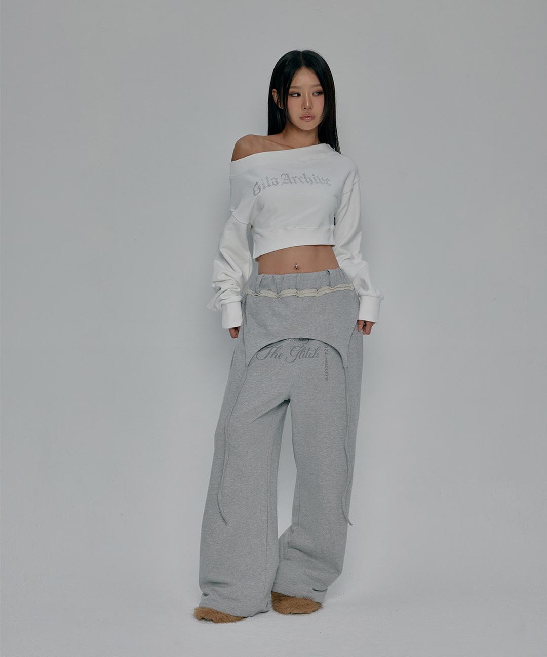OVERLAP SCRIPT SWEATPANTS_GREY