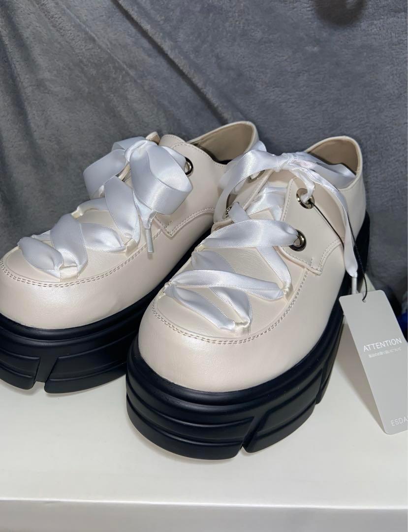 Ank Rouge 厚底 ローファー ホワイト リボン