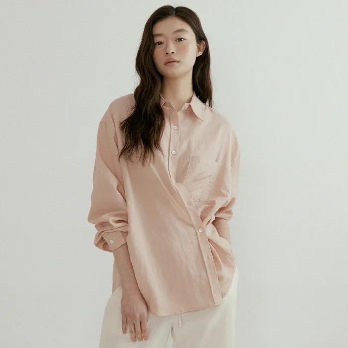 linen bamboo blended wrap shirt (7color)