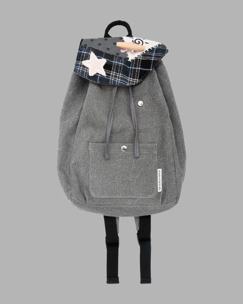 PATCHWORK STRING MINI BACKPACK (GREY)