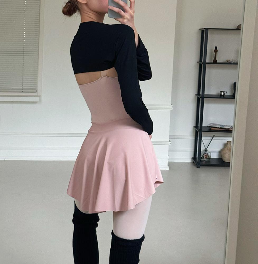 성인 발레복 컴포트 댄스 발레 풀온 스커트 치마 핑크