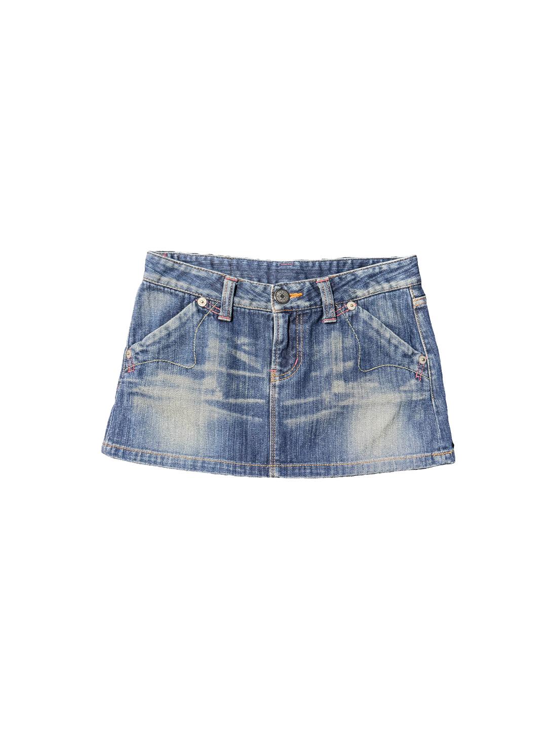 Distressed Denim Mini Skirt