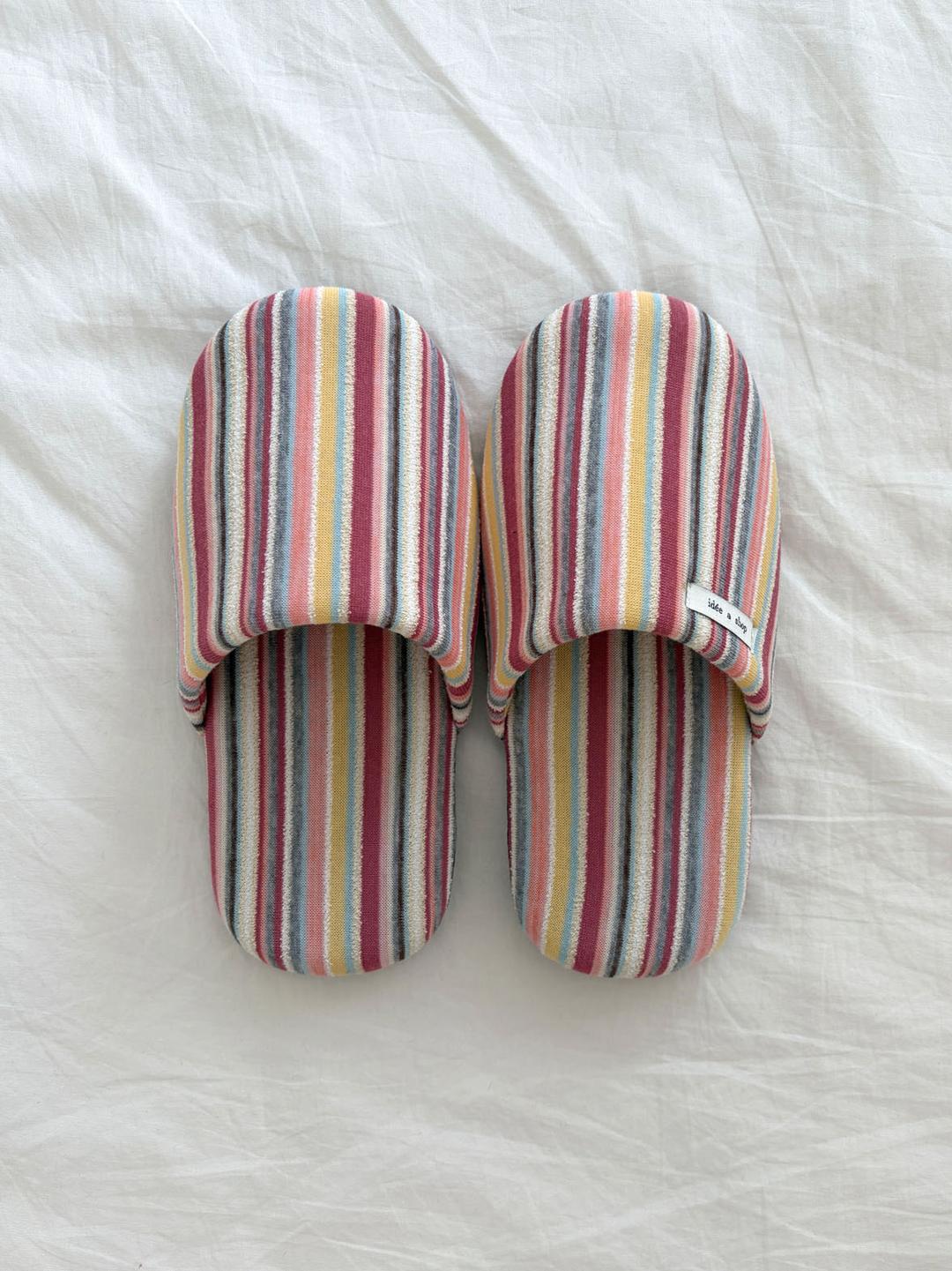 Multi Stripe Room Shoes / Pink