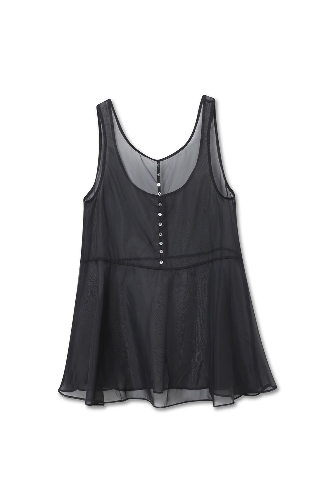 [7/30 예약발송] SHEER BUTTON LAYERED DRESS BLACK