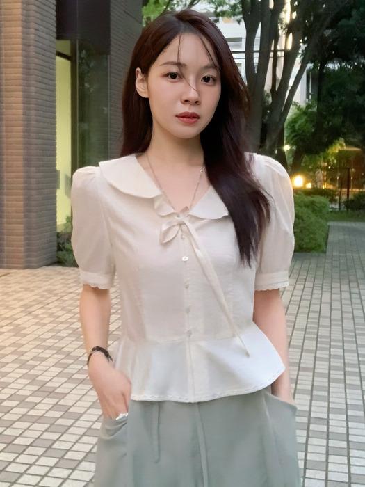 [꼬민지 PICK] Ruffled V-Neck Peplum Blouse