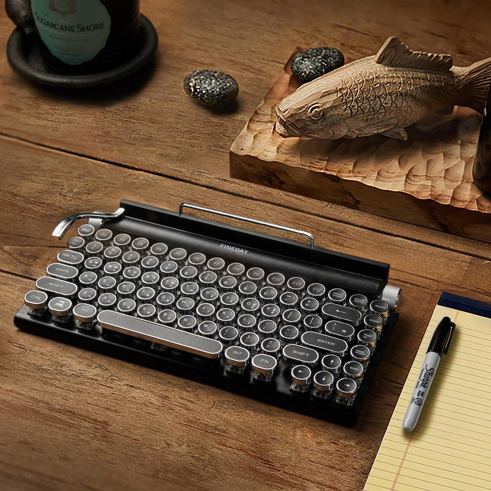 파인데이 키보드 1.0 타자기 키보드 레트로 블루투스 무선 기계식 블랙 원형 키캡