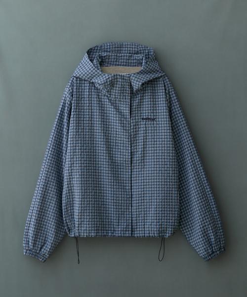 Check Hoodie Jacket Blue