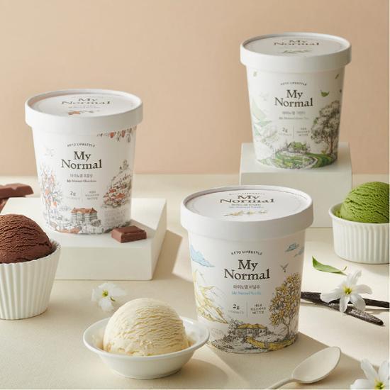 마이노멀 저당 아이스크림 3개 set(바닐라, 초콜렛, 녹차 맛 교차선택 가능)