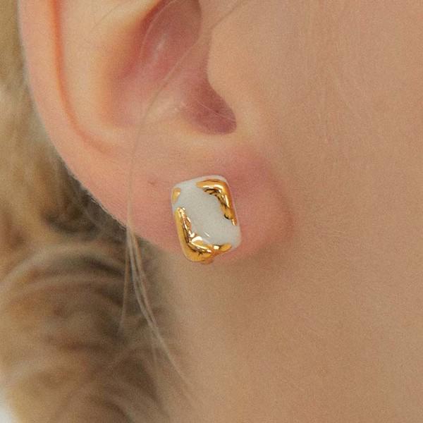 2021 daily square ceramic earring(White)