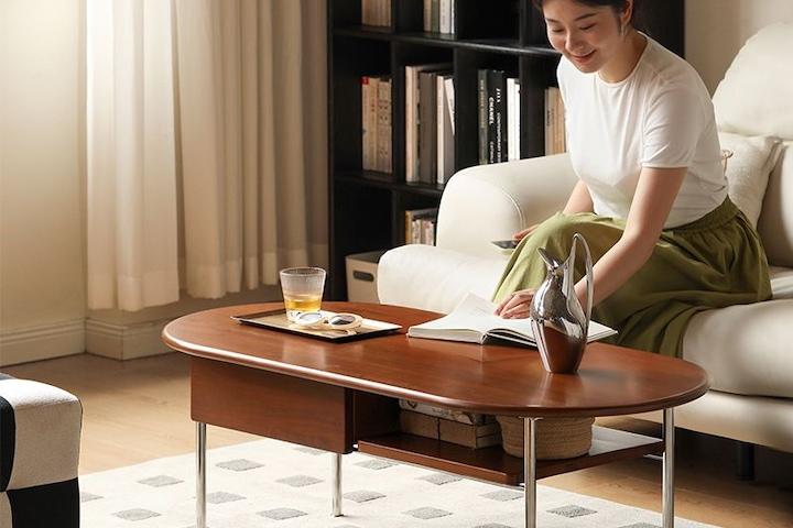 레이든 드 패리스 원목 라운드 소파 테이블 100cm 미드센추리 모던 스타일