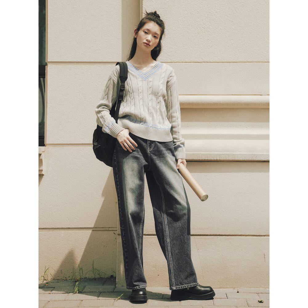 에잇세컨즈 빈티지워싱 와이드 데님팬츠  블루 (163921FP5P)