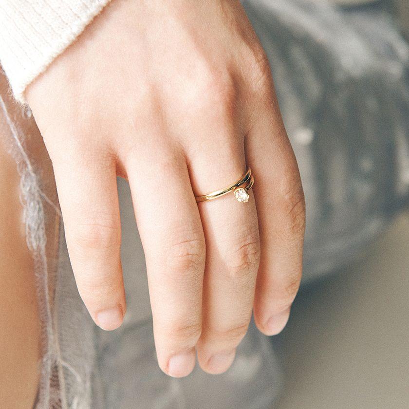 14k 18k 플로이아 두줄 꼬냑 다이아 반지