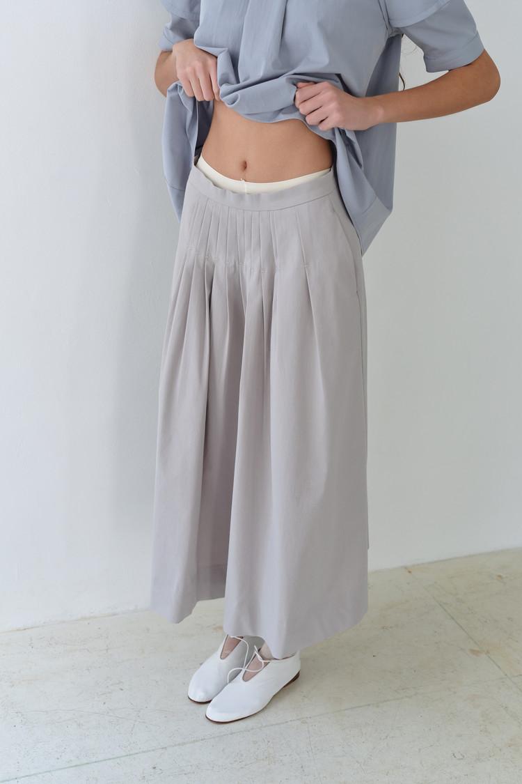 asym pleats skirt (soft silver)