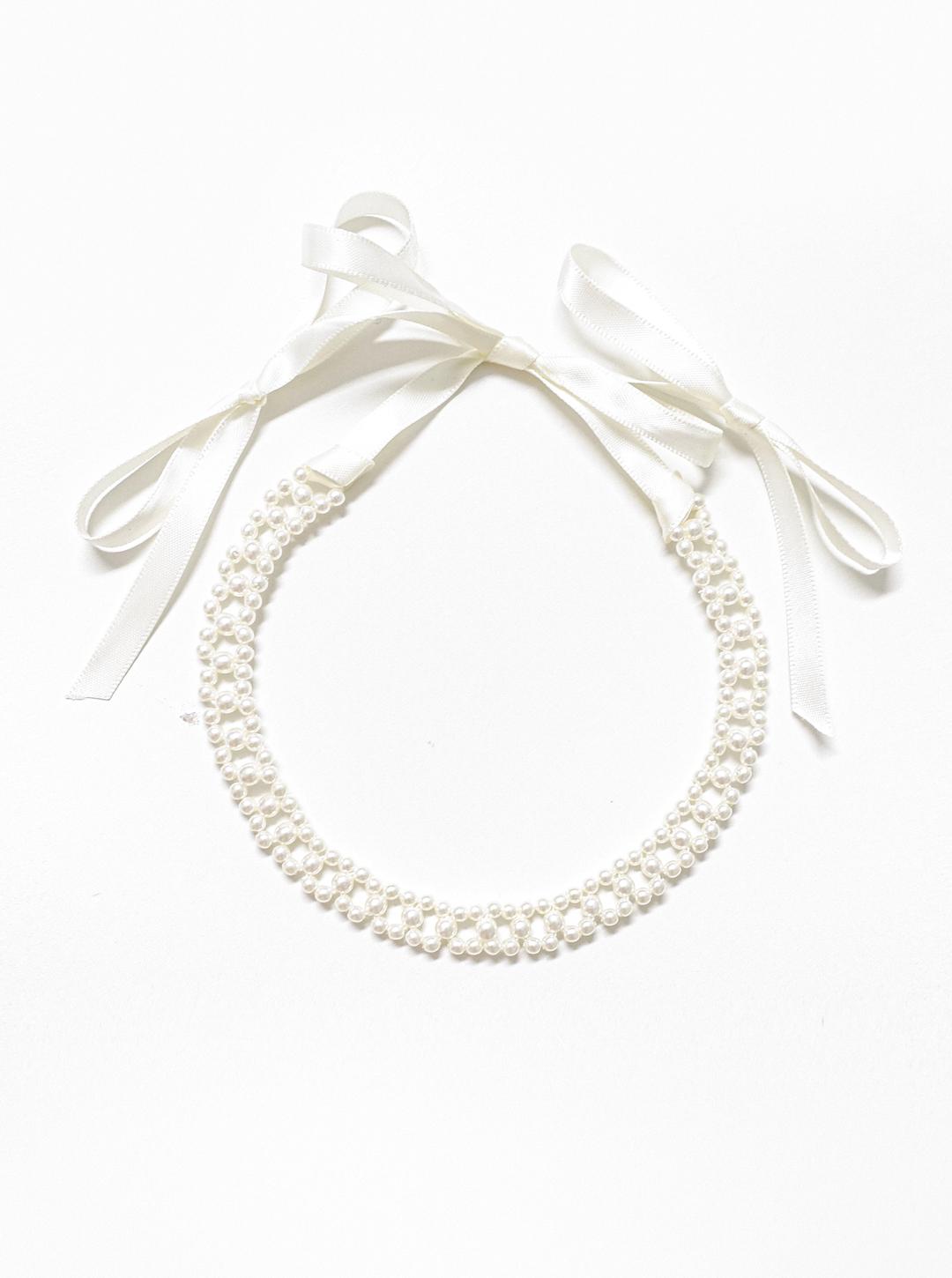 slim beads ribbon choker