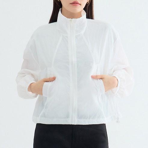 엘쏘 하이넥 숏 바람막이 점퍼, 화이트, XL