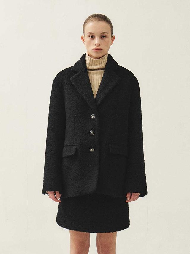 RTW ALPACA HAIRY WOOL BLAZER_ BLACK