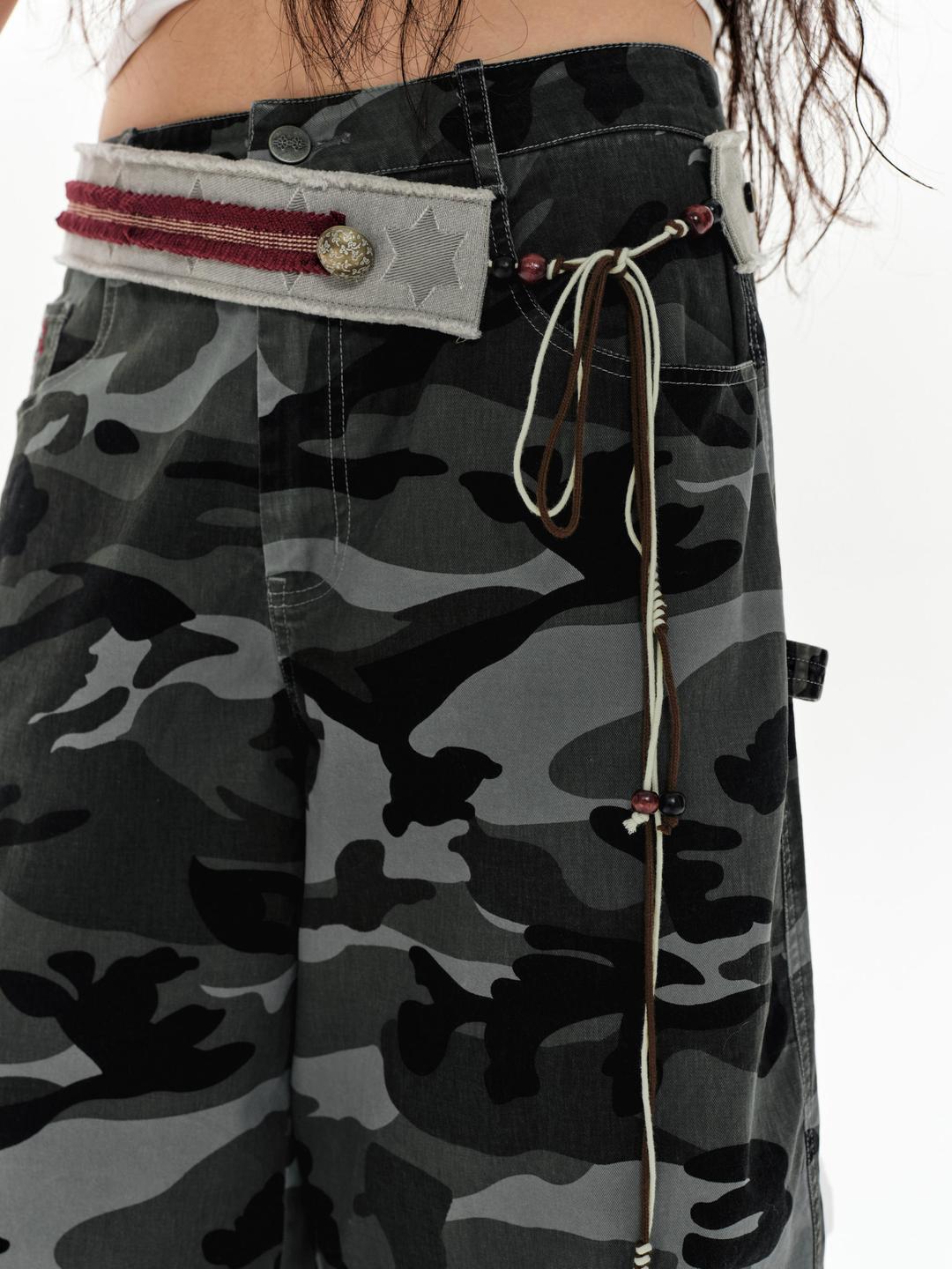 OINIMI waistband overlapping with belt 스트랩 데님 스타 유니크 벨트