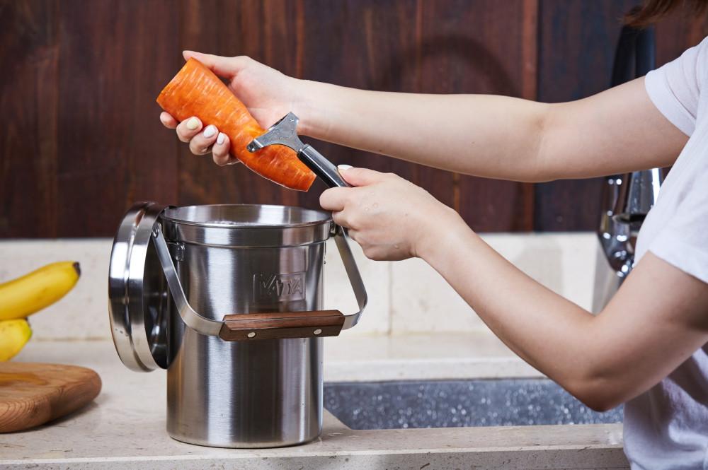 [밧드야] 18-8 스테인리스 3L 음식물쓰레기통