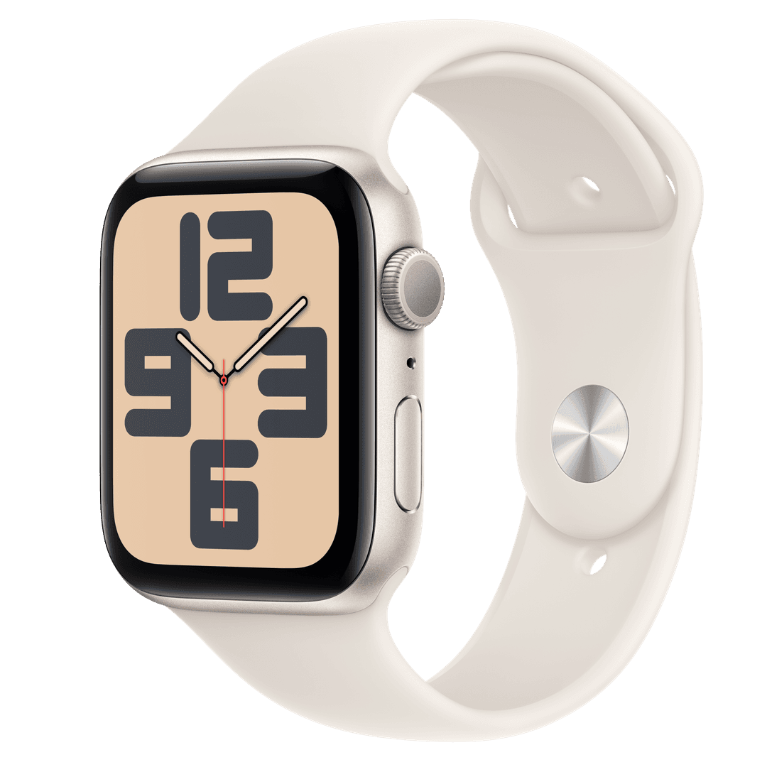 Apple Watch SE GPS, 44mm 스타라이트 알루미늄 케이스, 그리고 스타라이트 스포츠 밴드 - M/L
