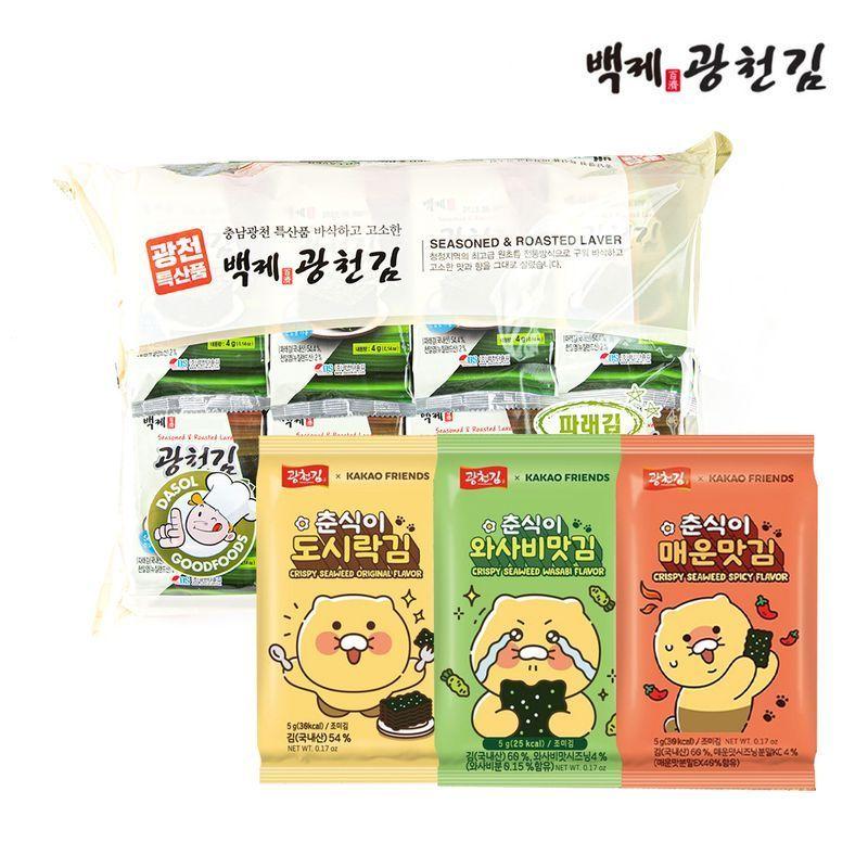 [광천김] 매일 먹어도 맛있는 소문난 밥도둑 파래 / 춘식이 도시락김 조미김 4g x 32봉