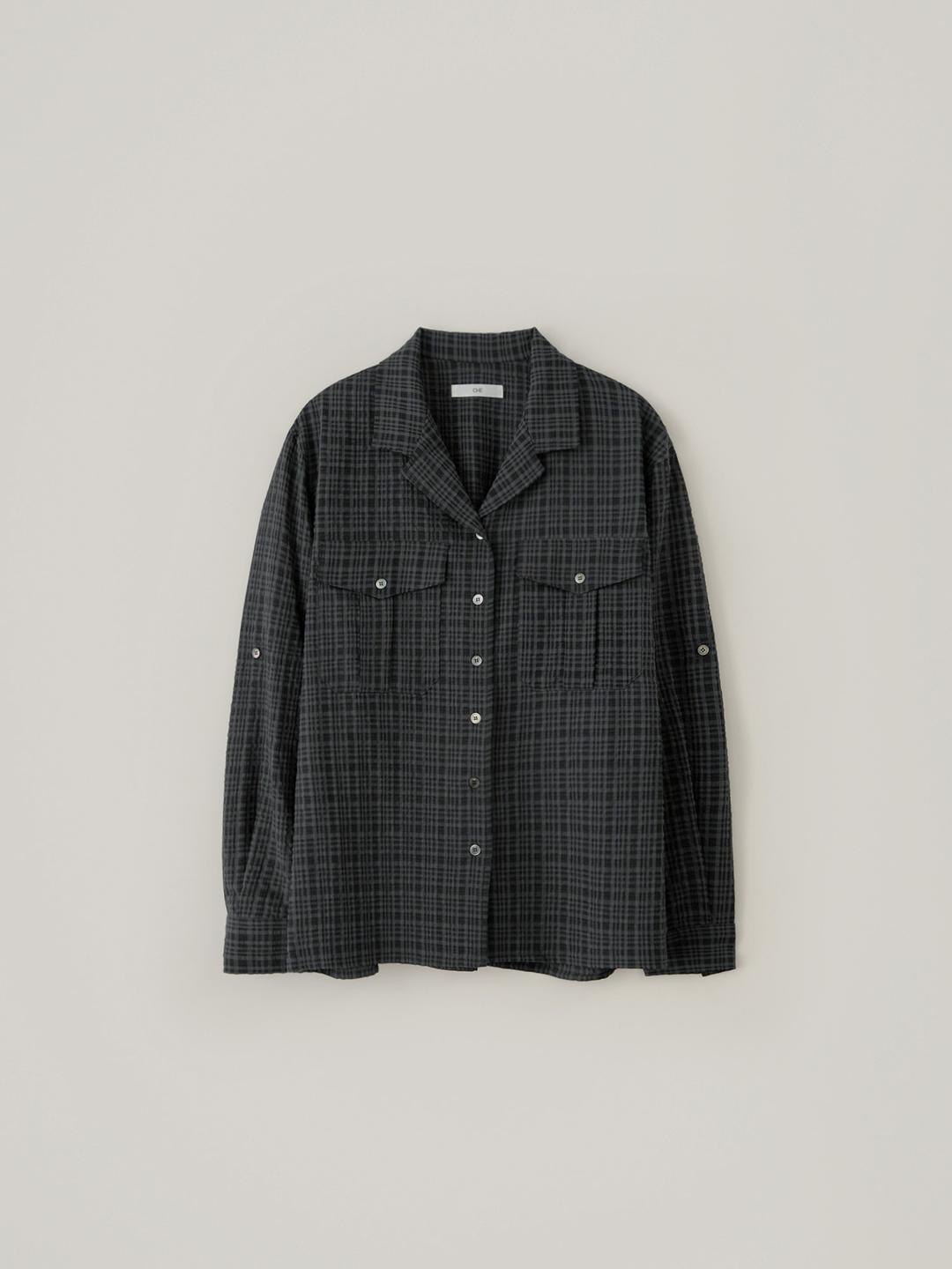 [10.31 예약 배송] Check Roll-Up Shirt - Charcoal