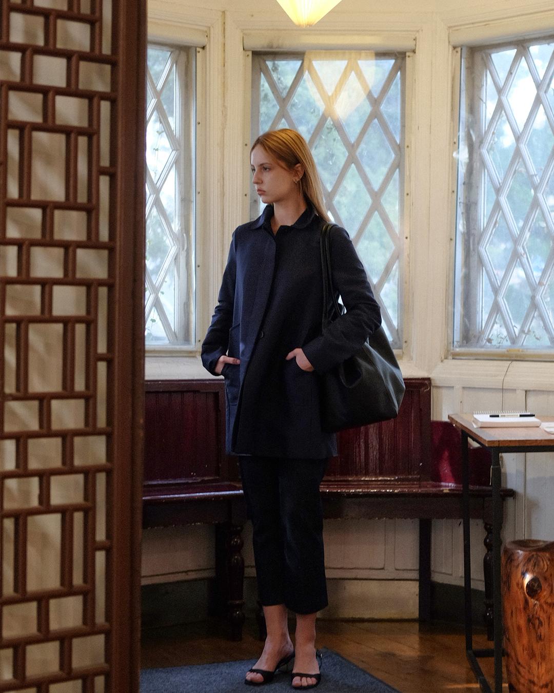 [8/21 예약배송] Square Large Tote & Shoulder Ople Black