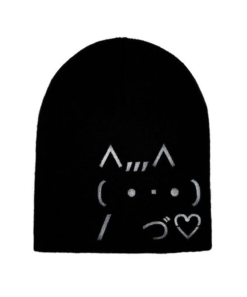 캣 이모지 비니 [블랙]