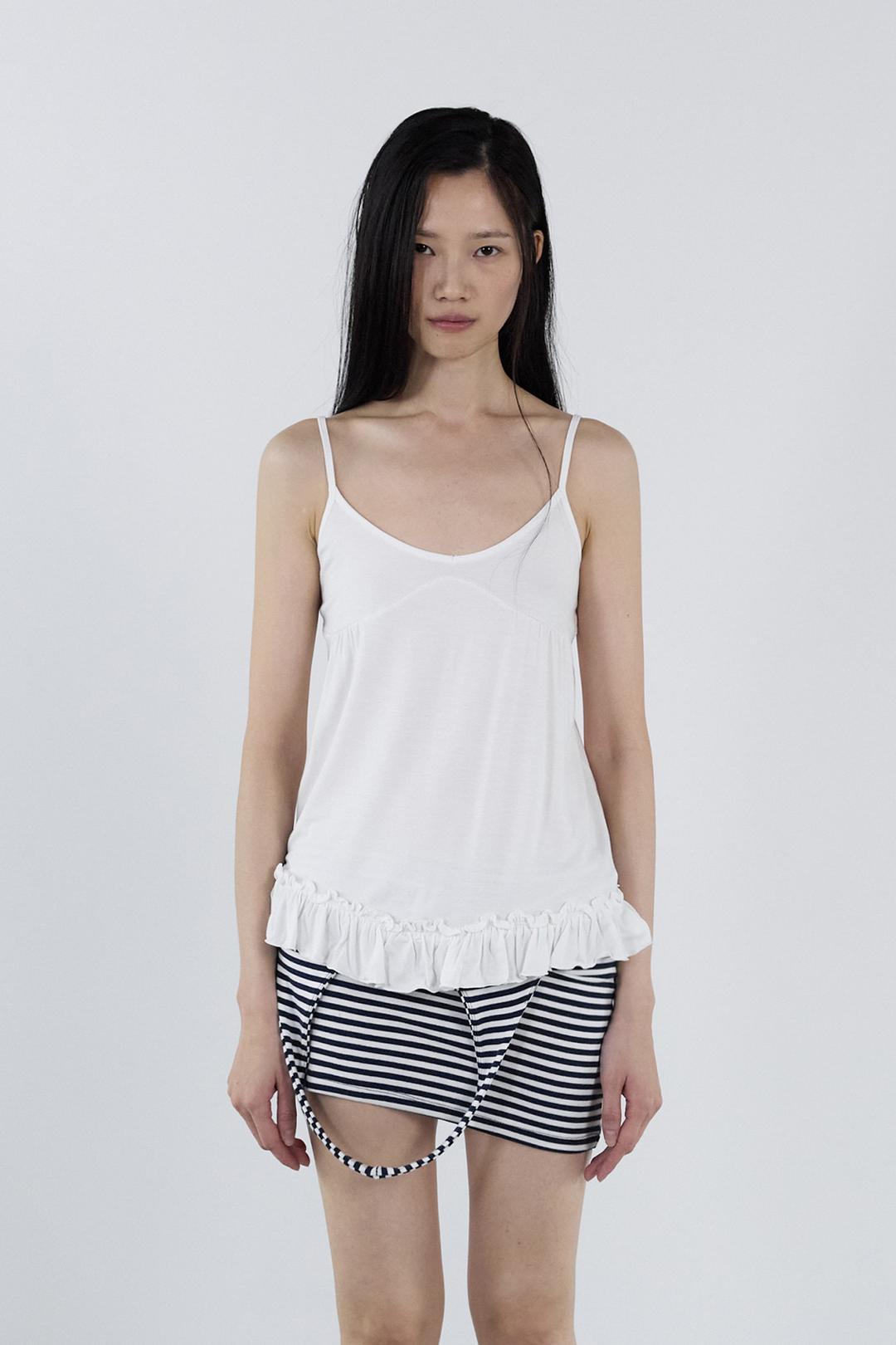 Frill Hem Sleeveless _ White