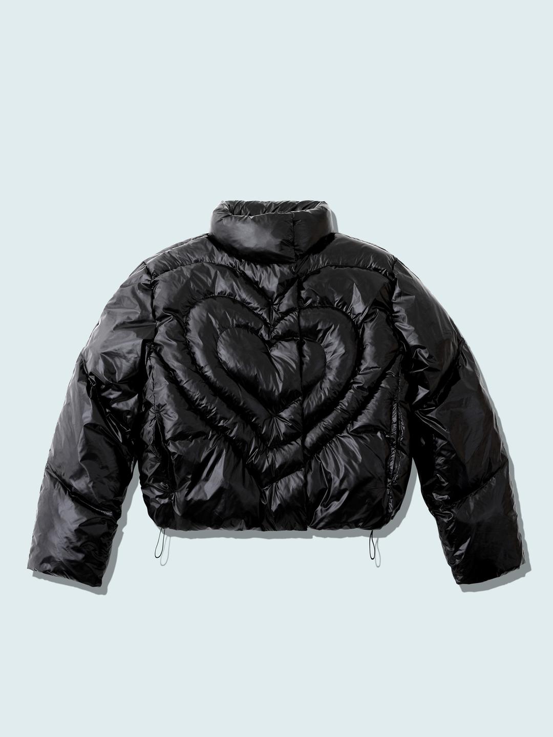 Heart Puffer Jacket City Black