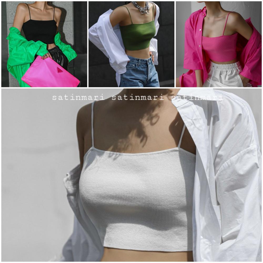 페이퍼문 스트랩 니트 크롭 레이어드 탑 나시