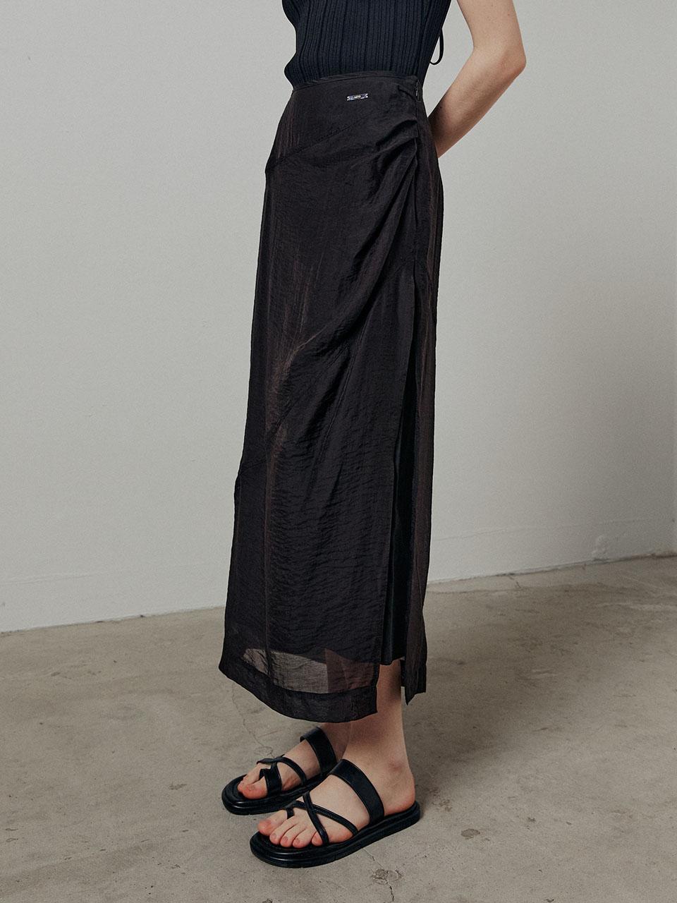 시스루 레이어드 롱 스커트_BLACK
