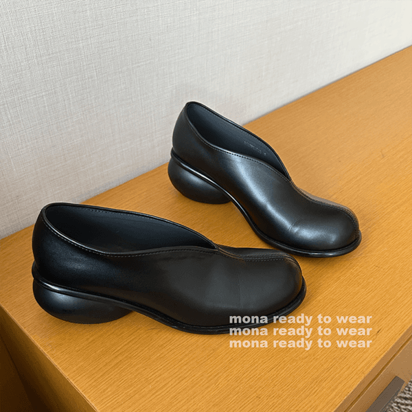MONARTW black Japanese style simple round head high heels