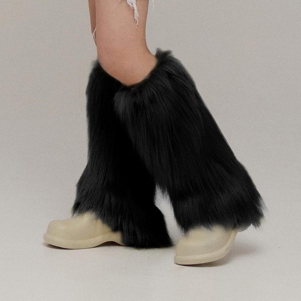 페이크퍼 레그워머 블랙