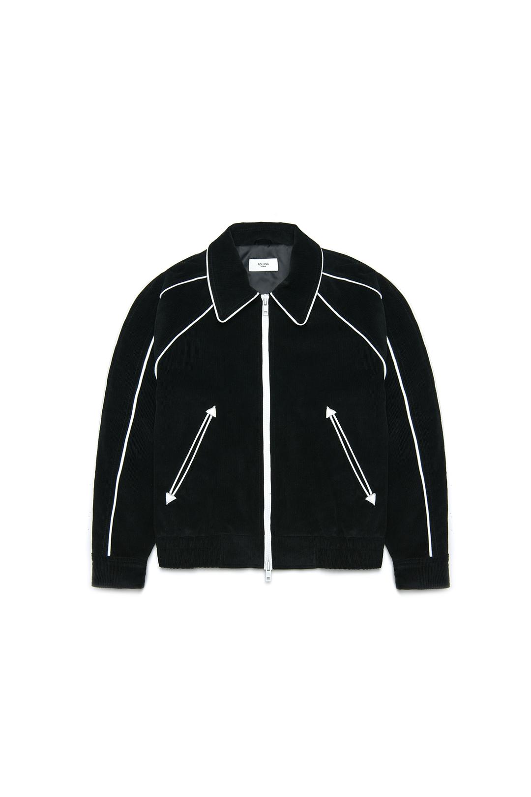 PIPED BLOUSON JACKET CORDUROY BLACK