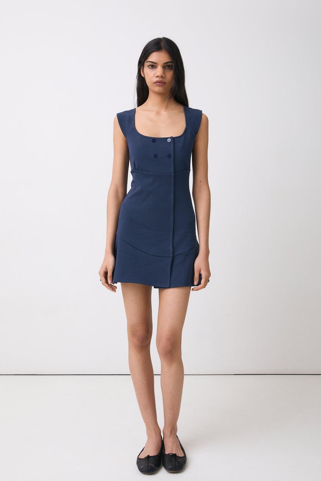 The Joni Button Dress, Navy - Navy / XS